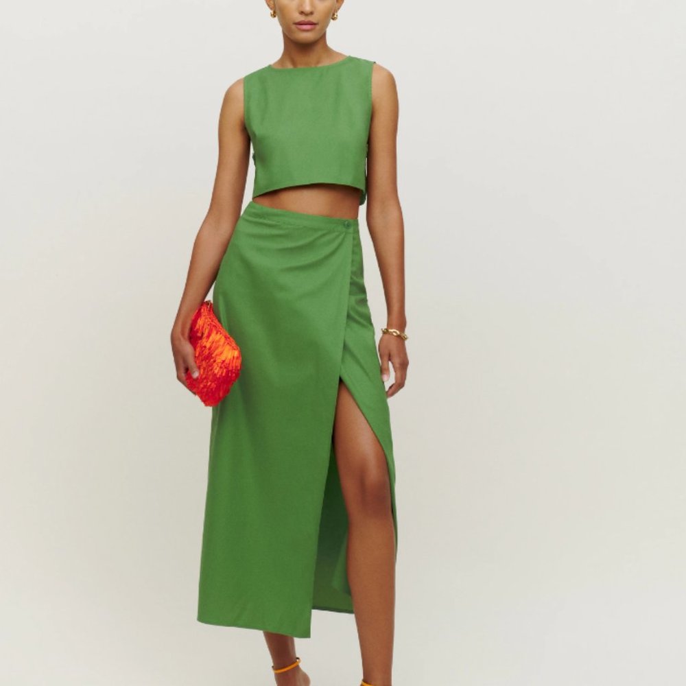 Reformation Mylie Two Piece in Palm Green